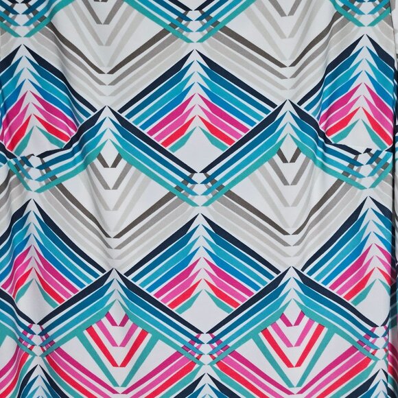 Eliza J Shift Dress Womens Size 16 Geometric Print Blue Pink White Back Zipper - Picture 7 of 9